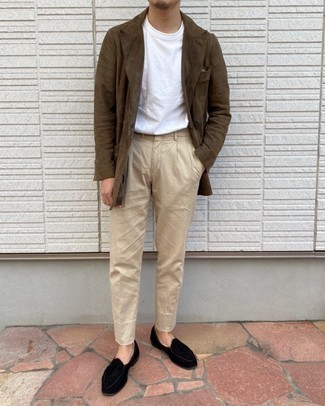 Мужской коричневый замшевый пиджак от Salvatore Santoro