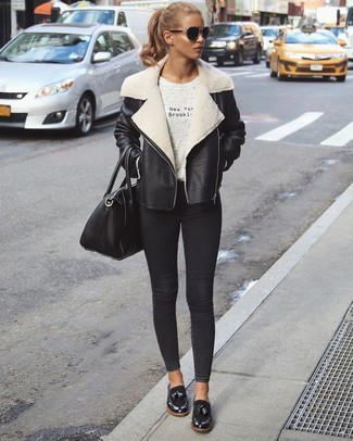 Женская черно-белая короткая дубленка от Givenchy