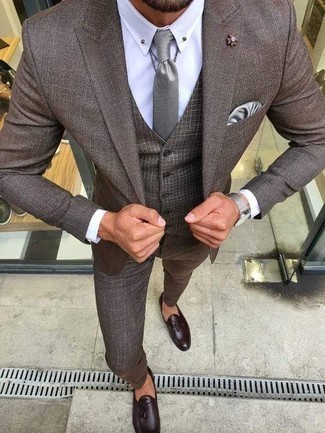 Мужской серый шелковый галстук