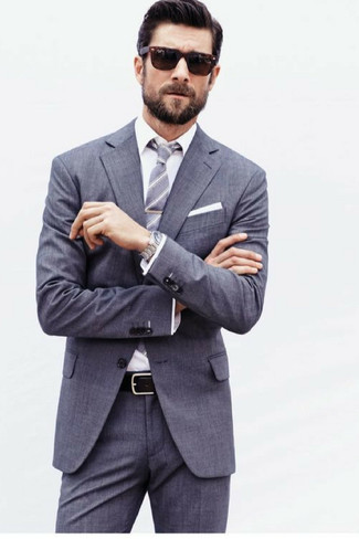 Мужской серый галстук в вертикальную полоску от Giorgio Armani