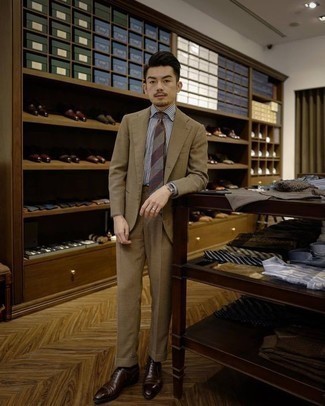 Мужской коричневый галстук в горизонтальную полоску от Gucci