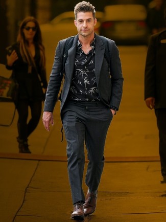 Мужская черная рубашка с длинным рукавом с цветочным принтом от PS Paul Smith