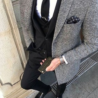 Мужской темно-серый твидовый пиджак от Twisted Tailor