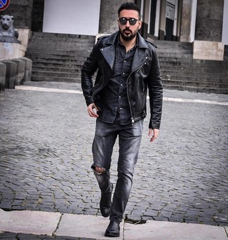 Мужская темно-серая джинсовая рубашка от Dolce & Gabbana