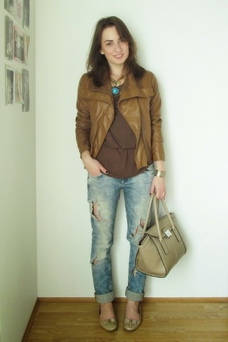 Женская коричневая футболка с длинным рукавом от Enza Costa