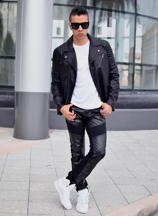 Черные кожаные брюки чинос от Givenchy