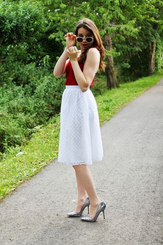 Белая юбка-миди со складками от Jason Wu