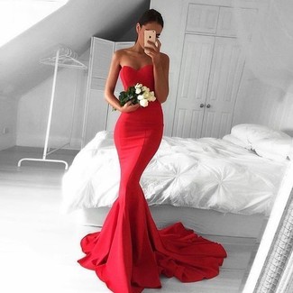 Красное вечернее платье от Oscar de la Renta