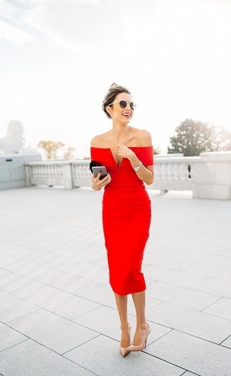Красное платье-миди от Beaufille