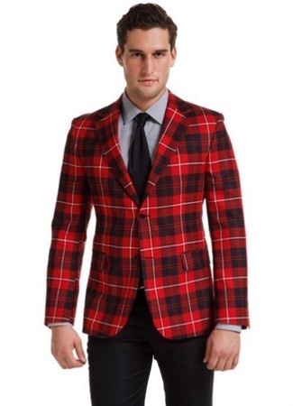 Мужской красный пиджак в шотландскую клетку от Gucci