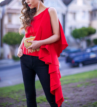 Красная блузка с рюшами от MSGM