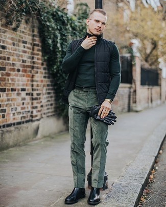 Мужские оливковые вельветовые классические брюки от Michael Bastian