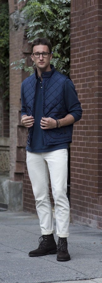 Мужская темно-синяя стеганая куртка без рукавов от Polo Ralph Lauren