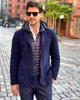 Мужская темно-синяя стеганая куртка без рукавов от Salvatore Ferragamo