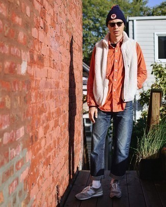 Мужская оранжевая рубашка с длинным рукавом от Moschino