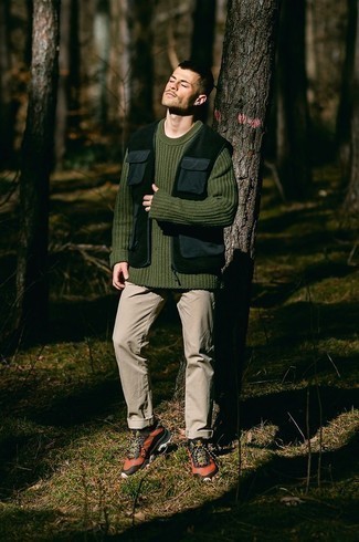 Мужской оливковый свитер с круглым вырезом от River Island