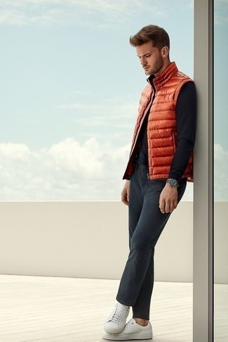 Мужская оранжевая стеганая куртка без рукавов от Canada Goose