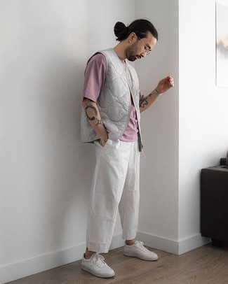 Мужская пурпурная футболка с круглым вырезом от Les Tien