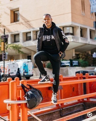 Мужские черно-белые кожаные высокие кеды от Nike