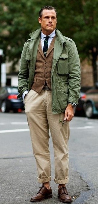 Мужская зеленая куртка в стиле милитари от Montedoro