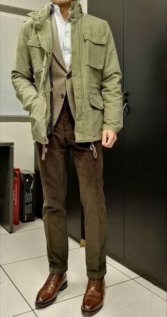 Мужская оливковая куртка в стиле милитари от History Repeats