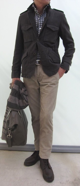 Мужской темно-серый шарф в горизонтальную полоску от Loewe
