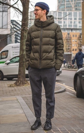 Мужская оливковая куртка-пуховик от BLEND