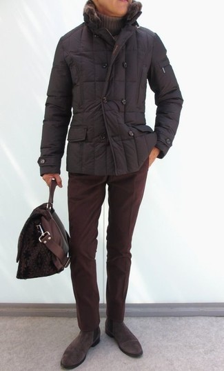 Мужская темно-коричневая куртка-пуховик от Clasna