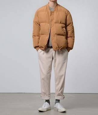 Мужская светло-коричневая куртка-пуховик от Pull&Bear
