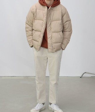 Мужская светло-коричневая куртка-пуховик от Pull&Bear