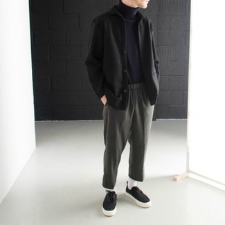 Мужская черная куртка-рубашка от Alexander McQueen
