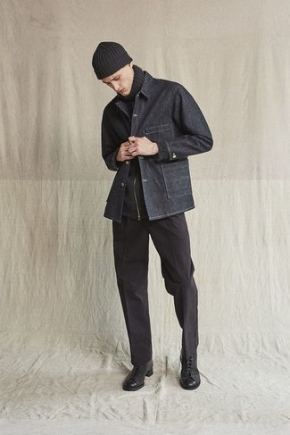 Мужская черная джинсовая куртка-рубашка от ASOS DESIGN
