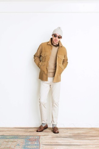 Мужской светло-коричневый вязаный свитер от Dondup