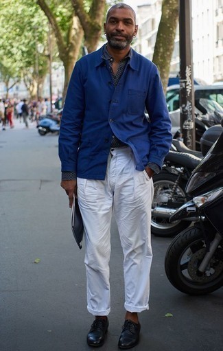 Мужская темно-сине-белая рубашка с длинным рукавом в горошек от J.Crew