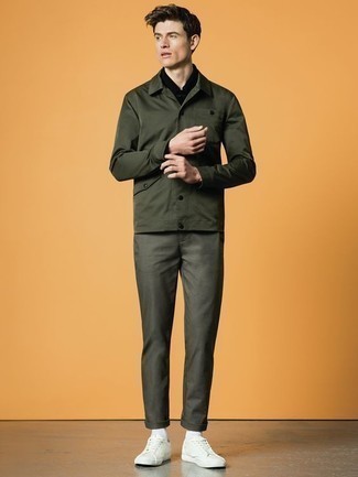 Мужская темно-зеленая куртка-рубашка от Ermenegildo Zegna