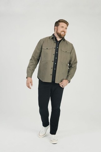 Мужская оливковая куртка-рубашка от Armor Lux