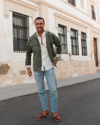 Мужская оливковая куртка-рубашка от Marané