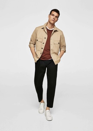 Мужская светло-коричневая куртка-рубашка от MSGM