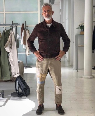 Светло-коричневые брюки чинос с принтом от Gucci