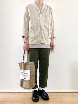 Мужская светло-коричневая большая сумка из плотной ткани с принтом от Gucci