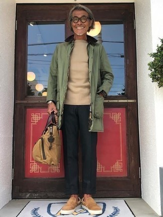 Оливковая куртка с воротником и на пуговицах от Junya Watanabe MAN