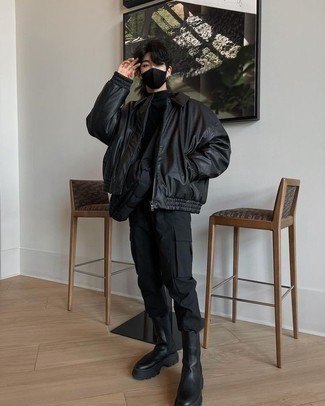 Мужская черная кожаная куртка от Saint Laurent