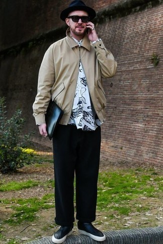 Мужская бело-черная рубашка с длинным рукавом с принтом от Neil Barrett