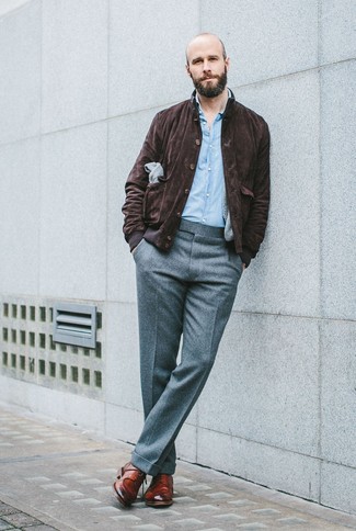 Мужские серые шерстяные классические брюки от J.W.Anderson
