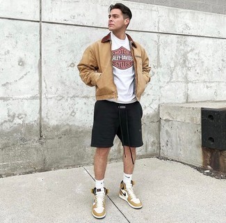 Мужские светло-коричневые кожаные высокие кеды от Nike