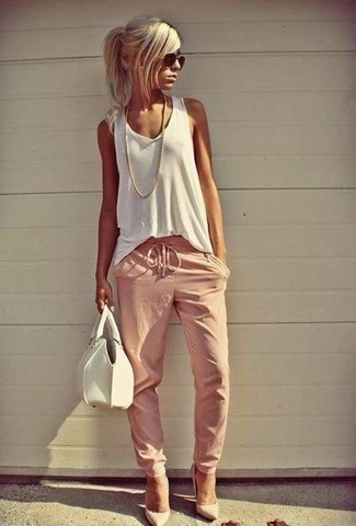 Женские розовые спортивные штаны от MM6 MAISON MARGIELA