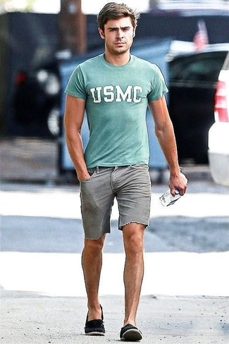 Мужская мятная футболка с круглым вырезом с принтом от Lacoste