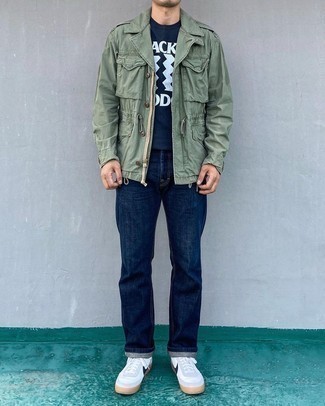Мужская оливковая куртка в стиле милитари от Addict Clothes Japan