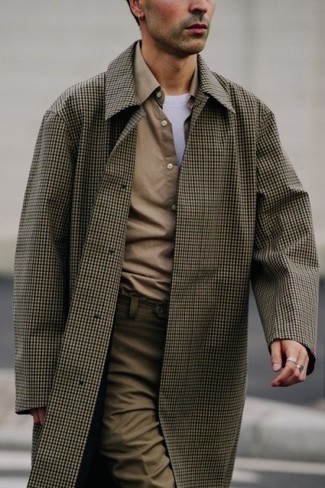 Мужская светло-коричневая рубашка с коротким рукавом от Wooyoungmi