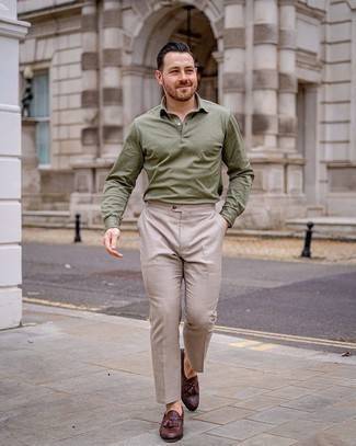 Мужские бежевые классические брюки от Saman Amel